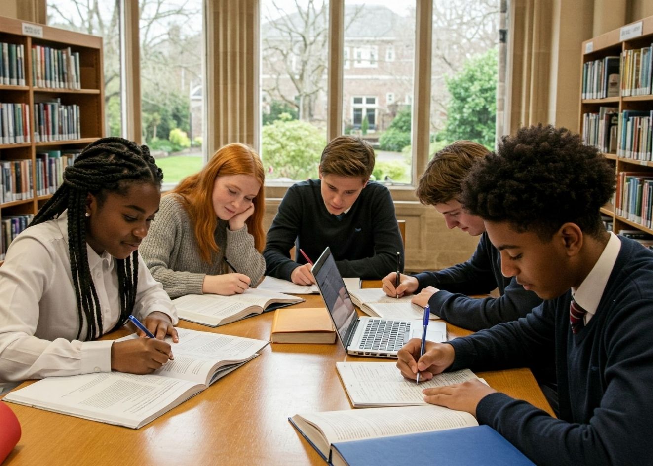 Students studying for GCSE exams